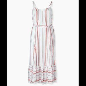 Torrid 2 Red & White Stripe Shirred Hem Maxi Dress